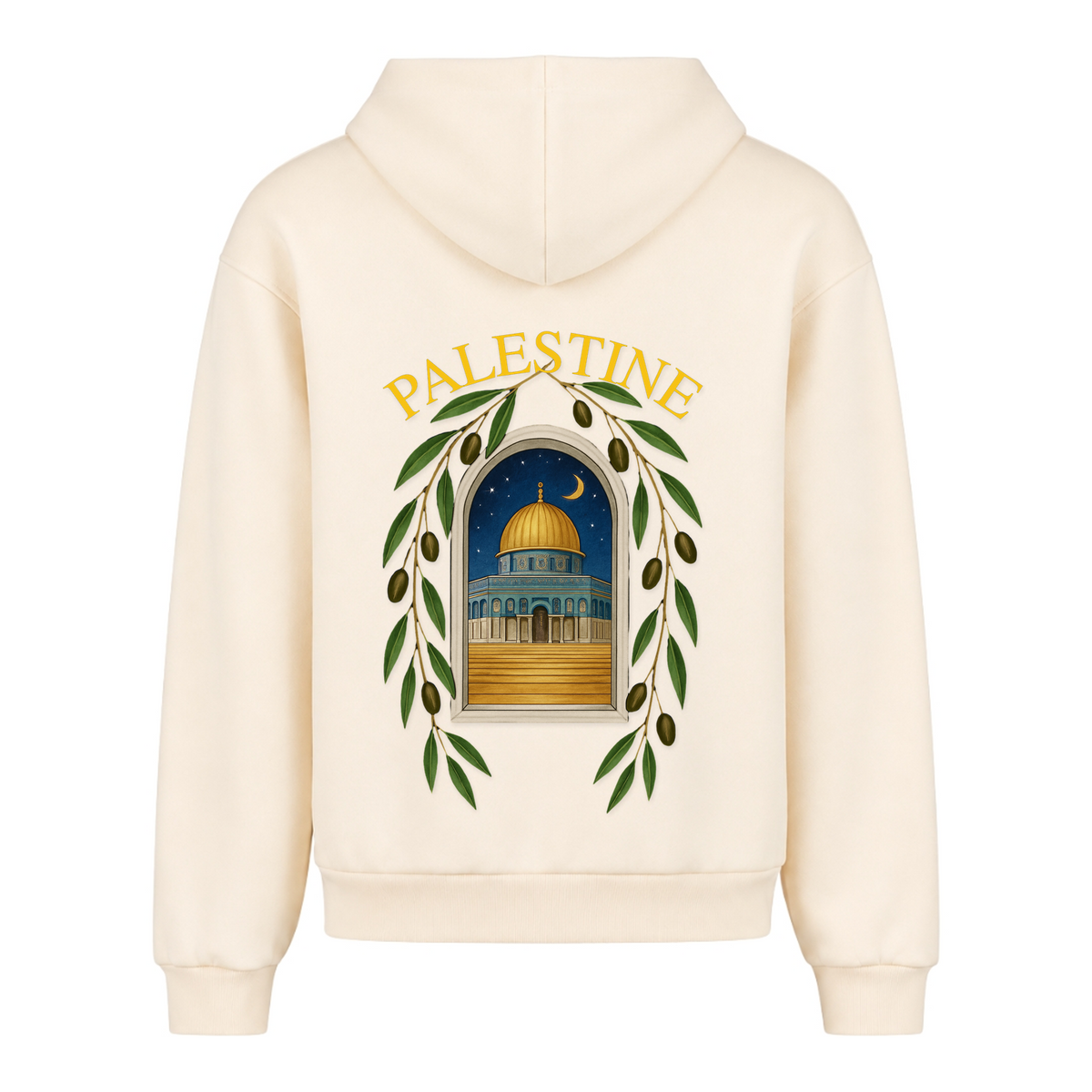 QUDS Oversized Zipper Hoodie - White Sand