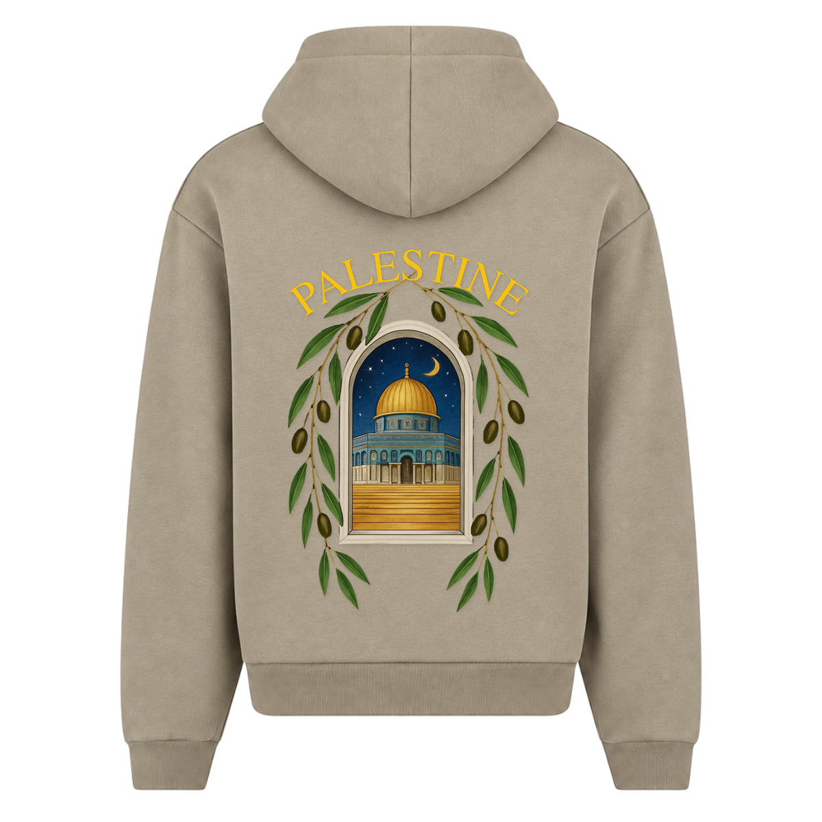 QUDS Oversized Zipper Hoodie - Pale Olive