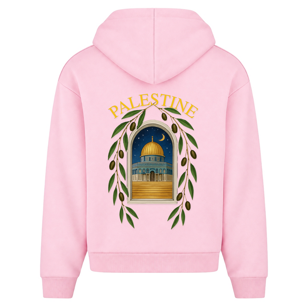 QUDS Oversized Zipper Hoodie - Soft Pink