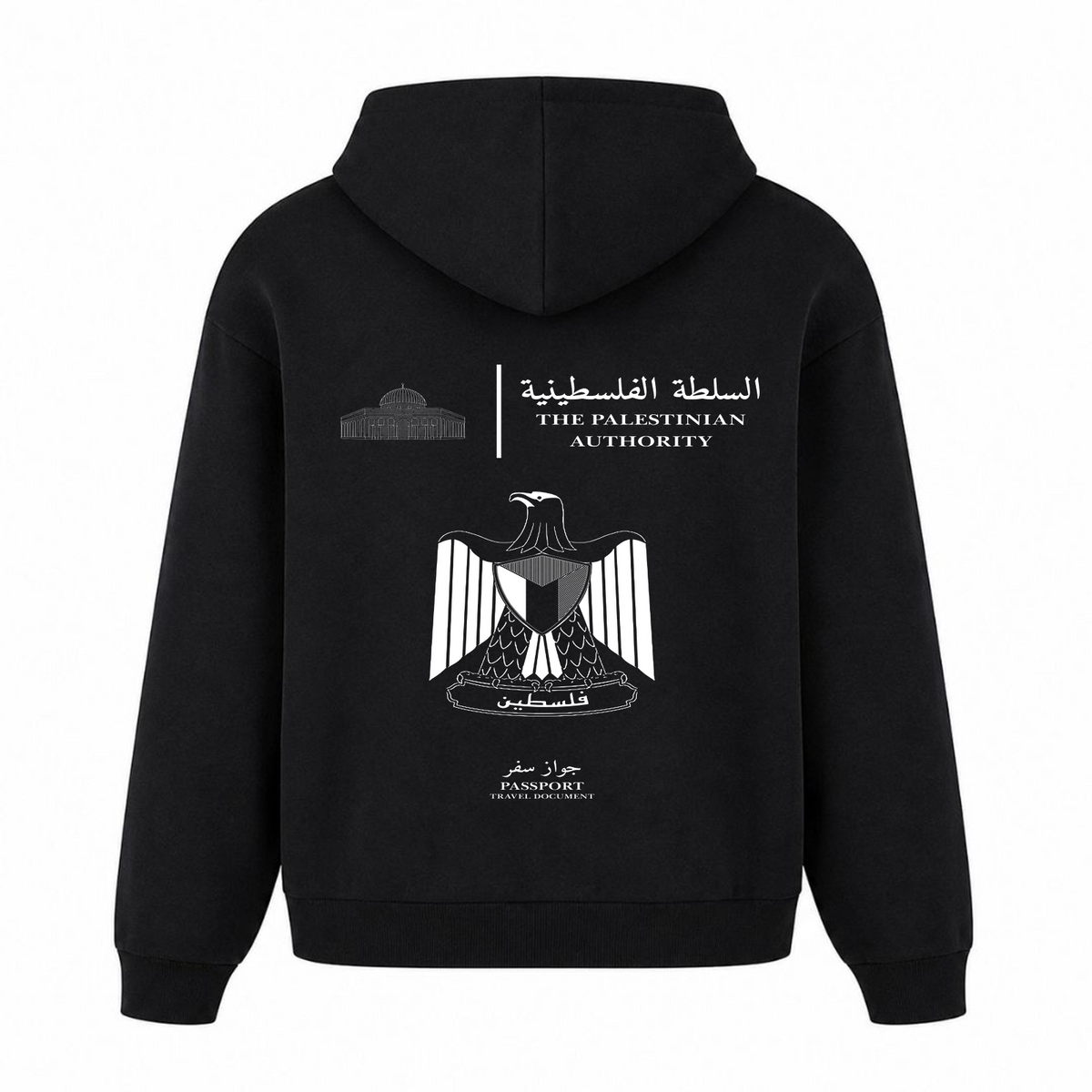 PASSPORT Oversized Hoodie - Schwarz - Rueckseite