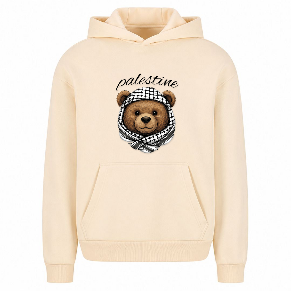 PLSTN Bear Oversized Hoodie - White Sand