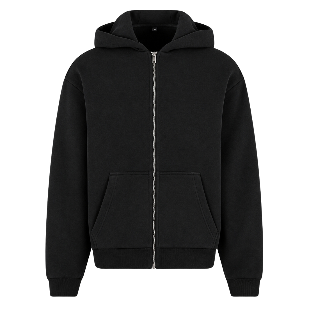Athletics Oversized Zip Hoodie - Black