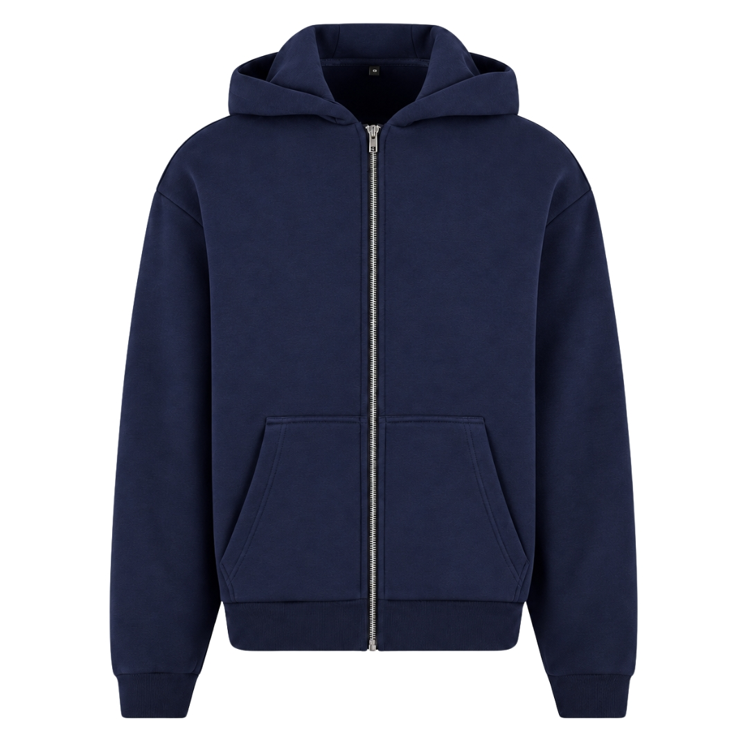 Athletics Oversized Zip Hoodie - Navy