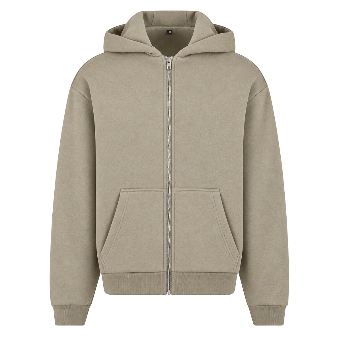 Athletics Oversized Zip Hoodie - Pale Olive