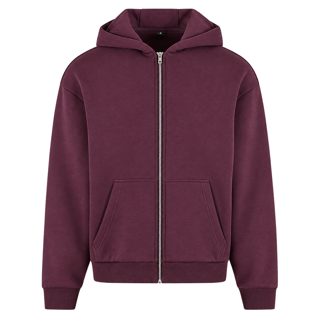 Athletics Oversized Zip Hoodie - Plum Purple