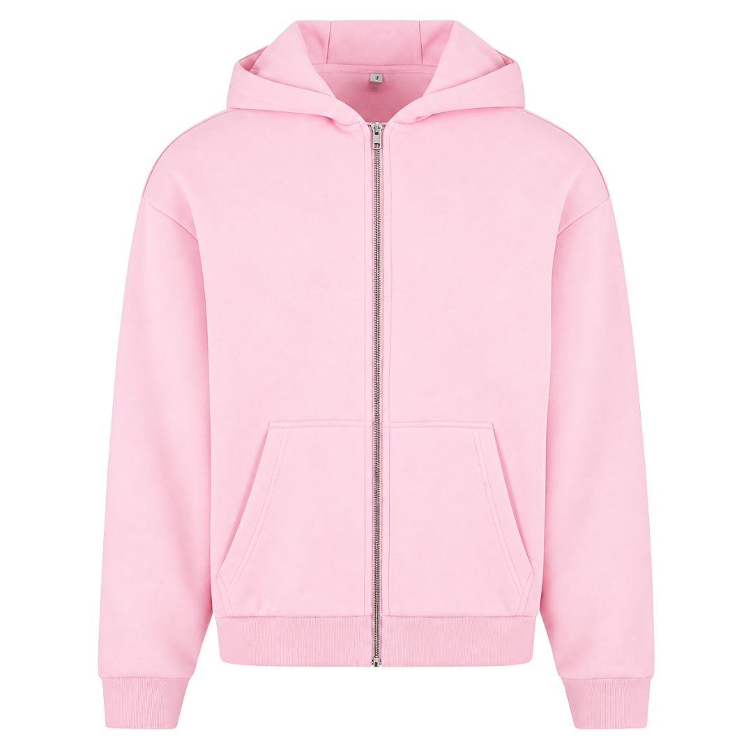 Athletics Oversized Zip Hoodie - Soft Pink