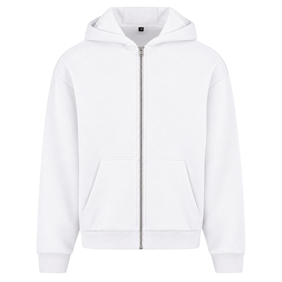 Athletics Oversized Zip Hoodie - White